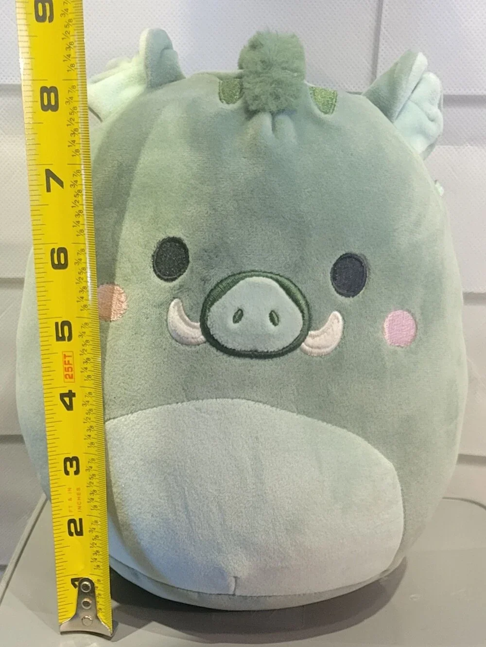 Squishmallows Brindal Green Boar Plush with Pink Cheeks
